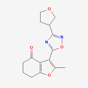 molecular formula C15H16N2O4 B5651191 2-methyl-3-[3-(tetrahydrofuran-3-yl)-1,2,4-oxadiazol-5-yl]-6,7-dihydro-1-benzofuran-4(5H)-one 