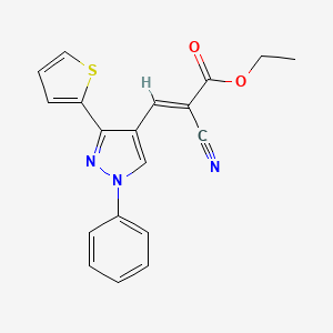 molecular formula C19H15N3O2S B5651260 ethyl 2-cyano-3-[1-phenyl-3-(2-thienyl)-1H-pyrazol-4-yl]acrylate 