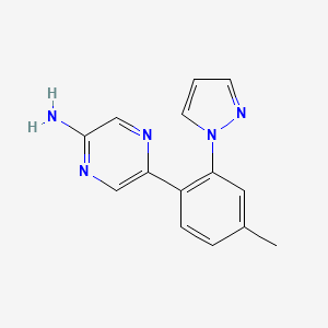 molecular formula C14H13N5 B5651319 5-[4-methyl-2-(1H-pyrazol-1-yl)phenyl]pyrazin-2-amine 