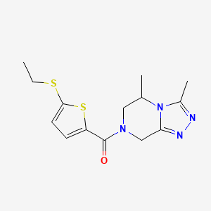 molecular formula C14H18N4OS2 B5651327 7-{[5-(ethylthio)-2-thienyl]carbonyl}-3,5-dimethyl-5,6,7,8-tetrahydro[1,2,4]triazolo[4,3-a]pyrazine 