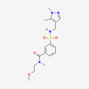 molecular formula C17H24N4O4S B5651428 3-({[(1,5-dimethyl-1H-pyrazol-4-yl)methyl]amino}sulfonyl)-N-(2-methoxyethyl)-N-methylbenzamide 