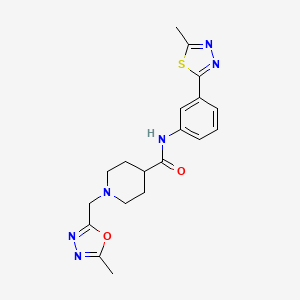 molecular formula C19H22N6O2S B5651474 1-[(5-methyl-1,3,4-oxadiazol-2-yl)methyl]-N-[3-(5-methyl-1,3,4-thiadiazol-2-yl)phenyl]piperidine-4-carboxamide 
