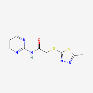 molecular formula C9H9N5OS2 B5651593 2-[(5-methyl-1,3,4-thiadiazol-2-yl)thio]-N-2-pyrimidinylacetamide 