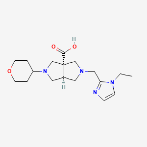 molecular formula C18H28N4O3 B5651665 (3aS*,6aS*)-2-[(1-ethyl-1H-imidazol-2-yl)methyl]-5-(tetrahydro-2H-pyran-4-yl)hexahydropyrrolo[3,4-c]pyrrole-3a(1H)-carboxylic acid 