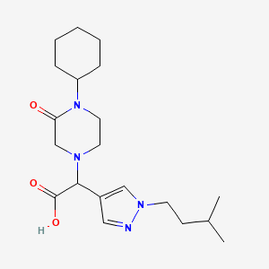 molecular formula C20H32N4O3 B5651708 (4-cyclohexyl-3-oxopiperazin-1-yl)[1-(3-methylbutyl)-1H-pyrazol-4-yl]acetic acid 