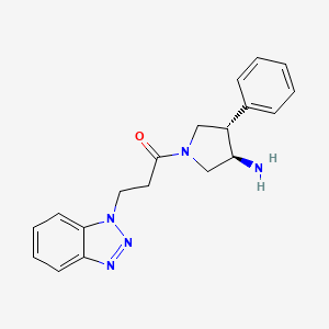 molecular formula C19H21N5O B5651738 (3R*,4S*)-1-[3-(1H-1,2,3-benzotriazol-1-yl)propanoyl]-4-phenylpyrrolidin-3-amine 