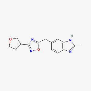 molecular formula C15H16N4O2 B5651750 2-methyl-5-{[3-(tetrahydrofuran-3-yl)-1,2,4-oxadiazol-5-yl]methyl}-1H-benzimidazole 