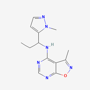 molecular formula C13H16N6O B5651772 3-methyl-N-[1-(1-methyl-1H-pyrazol-5-yl)propyl]isoxazolo[5,4-d]pyrimidin-4-amine 