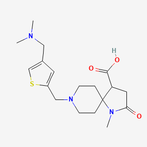molecular formula C18H27N3O3S B5651778 8-({4-[(dimethylamino)methyl]-2-thienyl}methyl)-1-methyl-2-oxo-1,8-diazaspiro[4.5]decane-4-carboxylic acid 