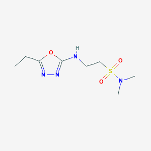 molecular formula C8H16N4O3S B5651803 2-[(5-ethyl-1,3,4-oxadiazol-2-yl)amino]-N,N-dimethylethanesulfonamide 