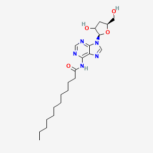 molecular formula C22H35N5O4 B565184 9-[(2xi)-3-Deoxy-beta-D-glycero-pentofuranosyl]-N-dodecanoyl-9H-purin-6-amine CAS No. 77378-06-4