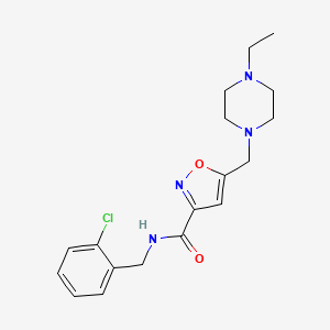 molecular formula C18H23ClN4O2 B5651853 N-(2-chlorobenzyl)-5-[(4-ethyl-1-piperazinyl)methyl]-3-isoxazolecarboxamide 