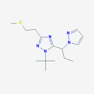 molecular formula C15H25N5S B5651885 1-tert-butyl-3-[2-(methylthio)ethyl]-5-[1-(1H-pyrazol-1-yl)propyl]-1H-1,2,4-triazole 