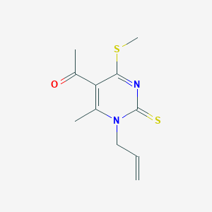 molecular formula C11H14N2OS2 B5651896 1-[1-allyl-6-methyl-4-(methylthio)-2-thioxo-1,2-dihydro-5-pyrimidinyl]ethanone 