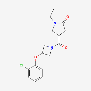 molecular formula C16H19ClN2O3 B5651927 4-{[3-(2-chlorophenoxy)-1-azetidinyl]carbonyl}-1-ethyl-2-pyrrolidinone 