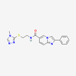 molecular formula C19H18N6OS B5651952 N-{2-[(4-methyl-4H-1,2,4-triazol-3-yl)thio]ethyl}-2-phenylimidazo[1,2-a]pyridine-6-carboxamide 