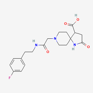molecular formula C19H24FN3O4 B5651954 8-(2-{[2-(4-fluorophenyl)ethyl]amino}-2-oxoethyl)-2-oxo-1,8-diazaspiro[4.5]decane-4-carboxylic acid 