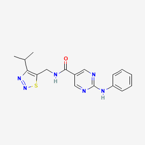 molecular formula C17H18N6OS B5651982 2-anilino-N-[(4-isopropyl-1,2,3-thiadiazol-5-yl)methyl]-5-pyrimidinecarboxamide 