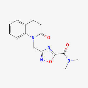 molecular formula C15H16N4O3 B5652050 N,N-dimethyl-3-[(2-oxo-3,4-dihydroquinolin-1(2H)-yl)methyl]-1,2,4-oxadiazole-5-carboxamide 