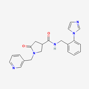 molecular formula C21H21N5O2 B5652089 N-[2-(1H-imidazol-1-yl)benzyl]-5-oxo-1-(3-pyridinylmethyl)-3-pyrrolidinecarboxamide 
