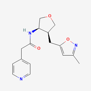 molecular formula C16H19N3O3 B5652155 N-{(3R*,4S*)-4-[(3-methylisoxazol-5-yl)methyl]tetrahydrofuran-3-yl}-2-pyridin-4-ylacetamide 