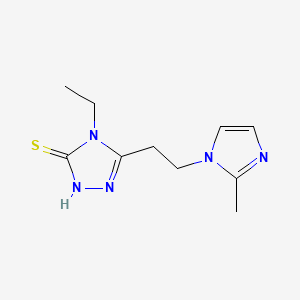 molecular formula C10H15N5S B5652164 4-ethyl-5-[2-(2-methyl-1H-imidazol-1-yl)ethyl]-2,4-dihydro-3H-1,2,4-triazole-3-thione 