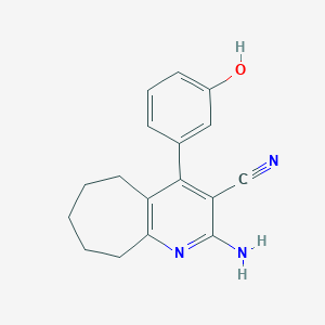 molecular formula C17H17N3O B5652187 2-amino-4-(3-hydroxyphenyl)-6,7,8,9-tetrahydro-5H-cyclohepta[b]pyridine-3-carbonitrile 