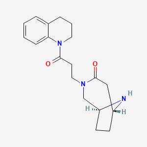 molecular formula C19H25N3O2 B5652190 rel-(1S,6R)-3-[3-(3,4-dihydro-1(2H)-quinolinyl)-3-oxopropyl]-3,9-diazabicyclo[4.2.1]nonan-4-one hydrochloride 