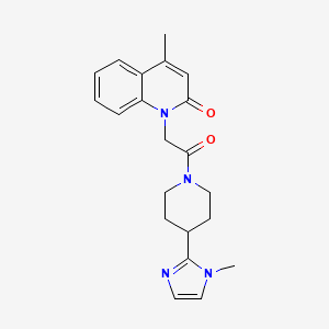 molecular formula C21H24N4O2 B5652198 4-methyl-1-{2-[4-(1-methyl-1H-imidazol-2-yl)-1-piperidinyl]-2-oxoethyl}-2(1H)-quinolinone 