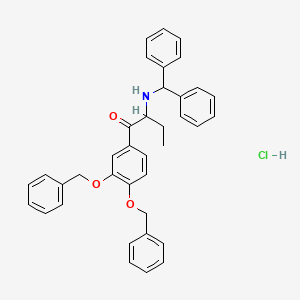 molecular formula C37H36ClNO3 B565225 rac 1-[3,4-(Dibenzyloxy)phenyl]-2-[(diphenylmethyl)amino]-1-butanone Hydrochloride CAS No. 855220-23-4