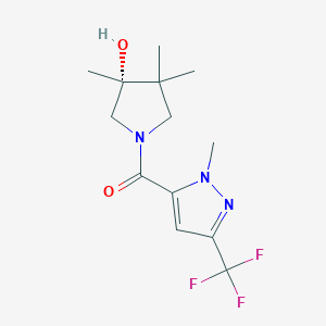 molecular formula C13H18F3N3O2 B5652292 (3R)-3,4,4-trimethyl-1-{[1-methyl-3-(trifluoromethyl)-1H-pyrazol-5-yl]carbonyl}-3-pyrrolidinol 