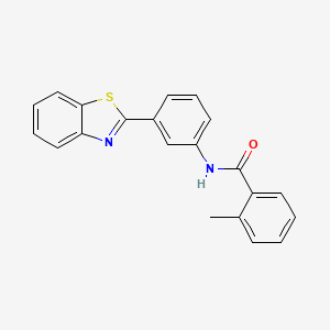 molecular formula C21H16N2OS B5652322 N-[3-(1,3-benzothiazol-2-yl)phenyl]-2-methylbenzamide 