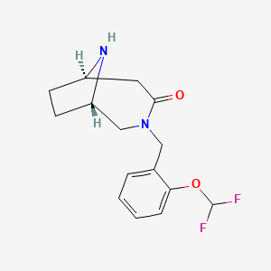 molecular formula C15H18F2N2O2 B5652330 rel-(1S,6R)-3-[2-(difluoromethoxy)benzyl]-3,9-diazabicyclo[4.2.1]nonan-4-one hydrochloride 
