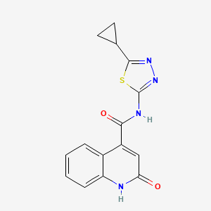 molecular formula C15H12N4O2S B5652372 N-(5-cyclopropyl-1,3,4-thiadiazol-2-yl)-2-oxo-1,2-dihydro-4-quinolinecarboxamide 