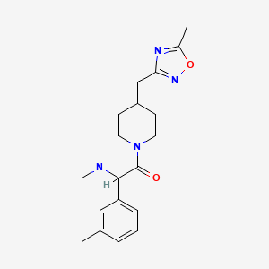 molecular formula C20H28N4O2 B5652376 N,N-dimethyl-2-{4-[(5-methyl-1,2,4-oxadiazol-3-yl)methyl]-1-piperidinyl}-1-(3-methylphenyl)-2-oxoethanamine 