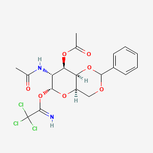 molecular formula C19H21Cl3N2O7 B565239 2-(Acetylamino)-2-deoxy-3-O-acetyl-4,6-O-benzylidene-|A-D-galactopyranose Trichloroacetimidate CAS No. 171973-69-6