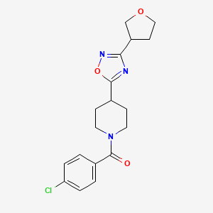 molecular formula C18H20ClN3O3 B5652428 1-(4-chlorobenzoyl)-4-[3-(tetrahydrofuran-3-yl)-1,2,4-oxadiazol-5-yl]piperidine 
