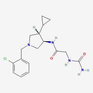 molecular formula C17H23ClN4O2 B5652454 N~2~-(aminocarbonyl)-N~1~-[rel-(3R,4S)-1-(2-chlorobenzyl)-4-cyclopropyl-3-pyrrolidinyl]glycinamide hydrochloride 