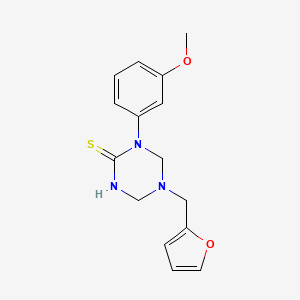 molecular formula C15H17N3O2S B5652457 5-(2-furylmethyl)-1-(3-methoxyphenyl)-1,3,5-triazinane-2-thione 