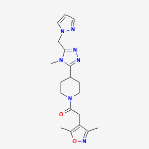molecular formula C19H25N7O2 B5652490 1-[(3,5-dimethylisoxazol-4-yl)acetyl]-4-[4-methyl-5-(1H-pyrazol-1-ylmethyl)-4H-1,2,4-triazol-3-yl]piperidine 