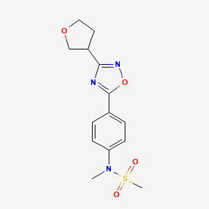 molecular formula C14H17N3O4S B5652498 N-methyl-N-{4-[3-(tetrahydrofuran-3-yl)-1,2,4-oxadiazol-5-yl]phenyl}methanesulfonamide 