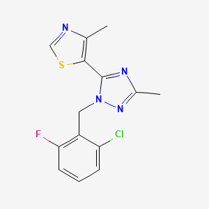 molecular formula C14H12ClFN4S B5652590 1-(2-chloro-6-fluorobenzyl)-3-methyl-5-(4-methyl-1,3-thiazol-5-yl)-1H-1,2,4-triazole 