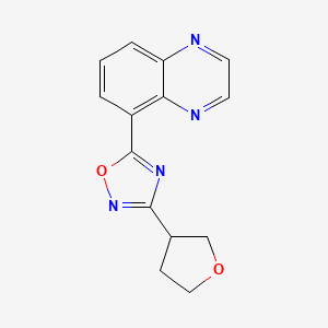 molecular formula C14H12N4O2 B5652648 5-[3-(tetrahydrofuran-3-yl)-1,2,4-oxadiazol-5-yl]quinoxaline 