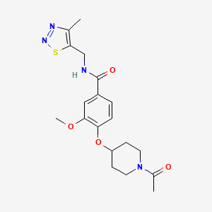 molecular formula C19H24N4O4S B5652680 4-[(1-acetylpiperidin-4-yl)oxy]-3-methoxy-N-[(4-methyl-1,2,3-thiadiazol-5-yl)methyl]benzamide 