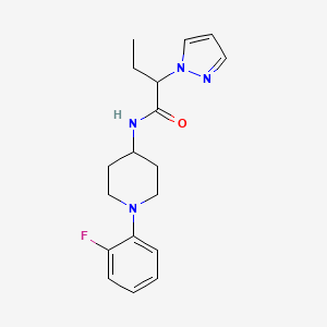 molecular formula C18H23FN4O B5652697 N-[1-(2-fluorophenyl)-4-piperidinyl]-2-(1H-pyrazol-1-yl)butanamide 