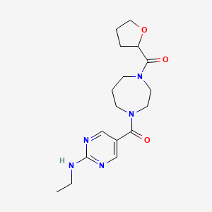 molecular formula C17H25N5O3 B5652761 N-ethyl-5-{[4-(tetrahydro-2-furanylcarbonyl)-1,4-diazepan-1-yl]carbonyl}-2-pyrimidinamine 