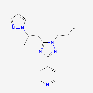 molecular formula C17H22N6 B5652833 4-{1-butyl-5-[2-(1H-pyrazol-1-yl)propyl]-1H-1,2,4-triazol-3-yl}pyridine 