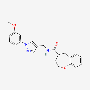 molecular formula C22H23N3O3 B5652870 N-{[1-(3-methoxyphenyl)-1H-pyrazol-4-yl]methyl}-2,3,4,5-tetrahydro-1-benzoxepine-4-carboxamide 