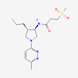 molecular formula C16H26N4O3S B5652874 N-[rel-(3R,4S)-1-(6-methyl-3-pyridazinyl)-4-propyl-3-pyrrolidinyl]-3-(methylsulfonyl)propanamide hydrochloride 