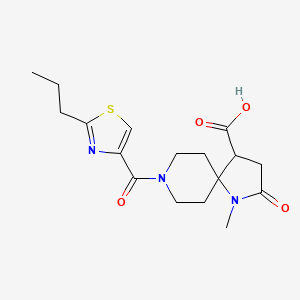 molecular formula C17H23N3O4S B5652914 1-methyl-2-oxo-8-[(2-propyl-1,3-thiazol-4-yl)carbonyl]-1,8-diazaspiro[4.5]decane-4-carboxylic acid 